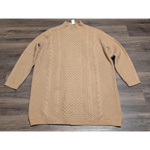 Banana Republic Dresses & Skirts - Banana Republic Womens XL Cable‎ Knit Mock Neck Sweater Dress Tan